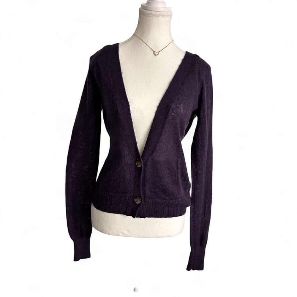 American Eagle Vintage Preppy Cardigan Wool Blend In Color Grape Size Large